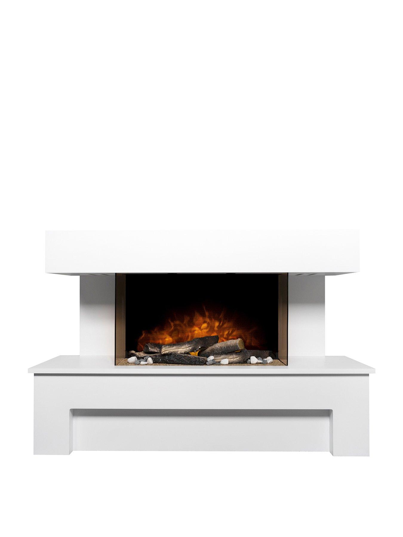 Adam Fires u0026 Fireplaces Havana White Electric Suite with Remote | very.co.uk