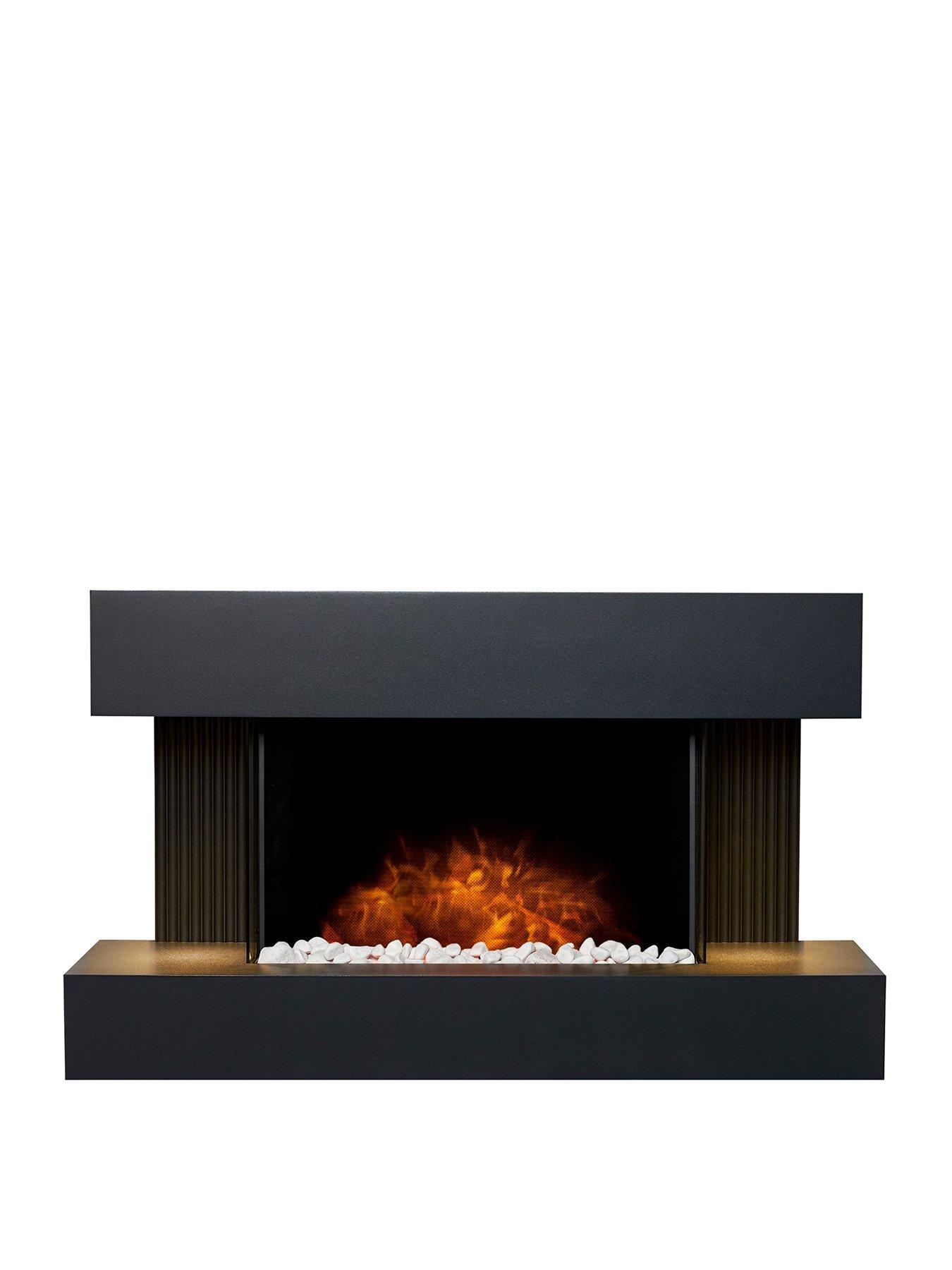 Adam Fires & Fireplaces Manola Black Electric Wall Suite With Remote