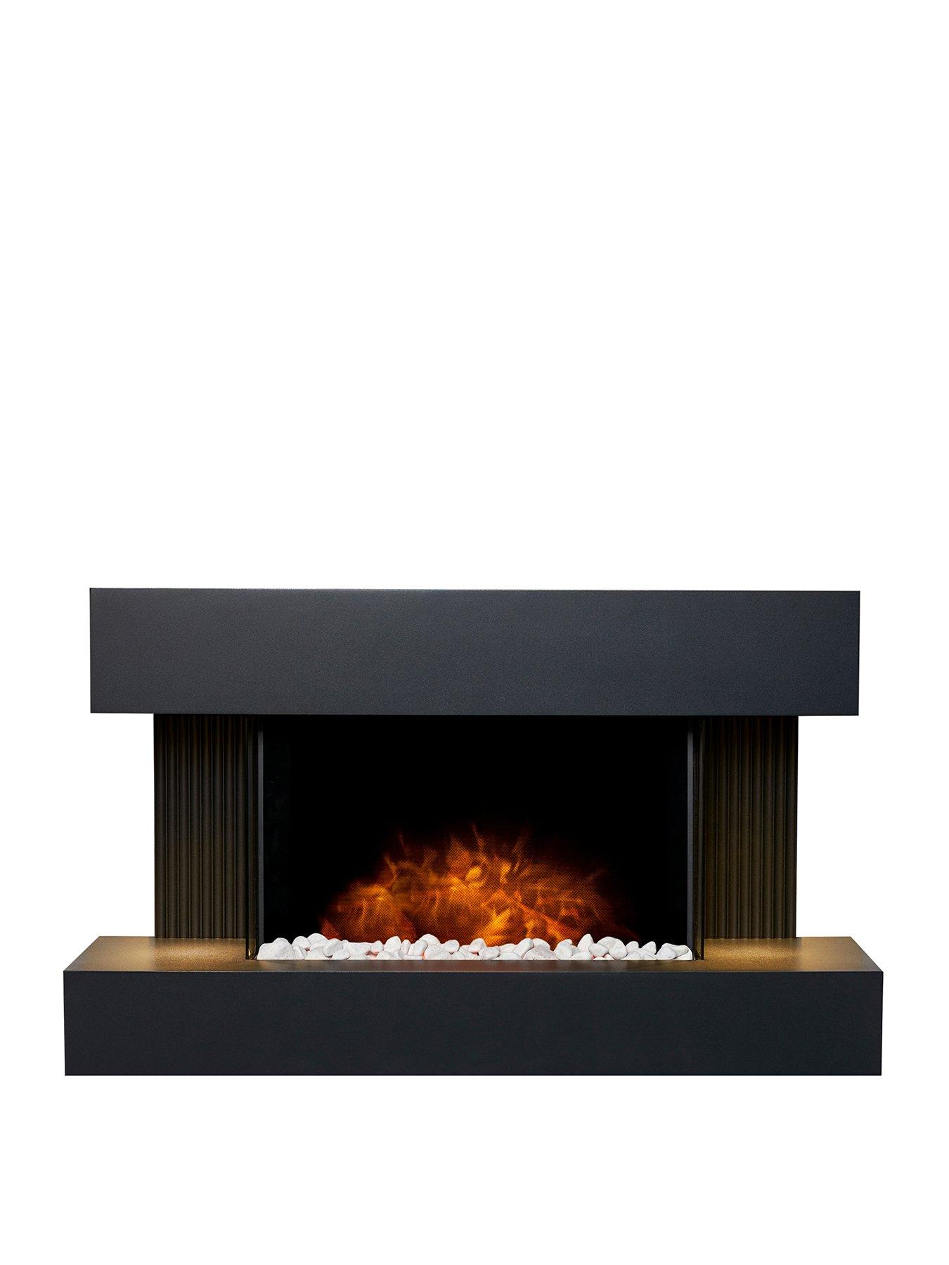 Adam Fires u0026 Fireplaces Manola Black Electric Wall Suite with Remote |  very.co.uk
