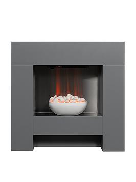 Product photograph of Adam Fires Fireplaces Cubist Grey Electric Suite from very.co.uk