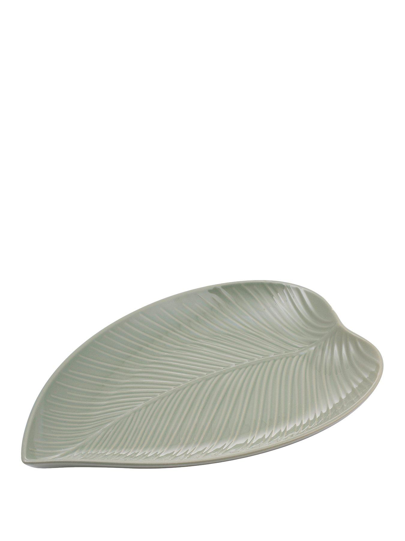 Product photograph of Mason Cash In The Forest Large Leaf Platter - Green from very.co.uk