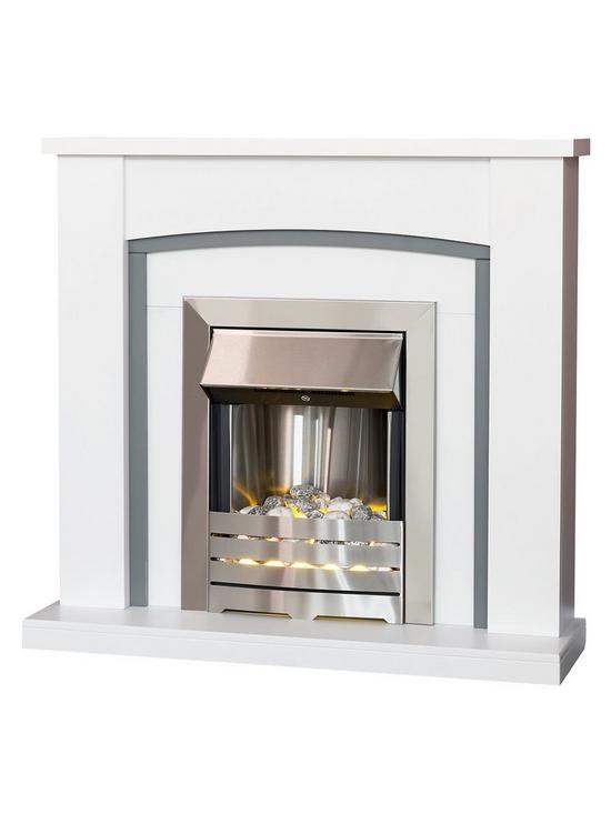 stillFront image of adam-fires-fireplaces-chilton-white-grey-fireplace-with-helios-brushed-steel-electric-fire