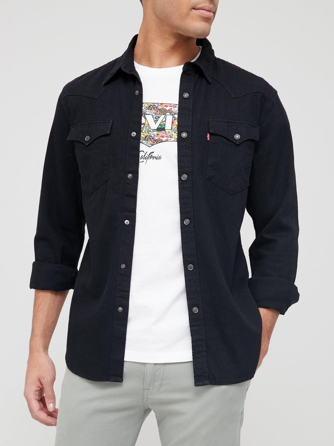 Black jean shirt mens best sale