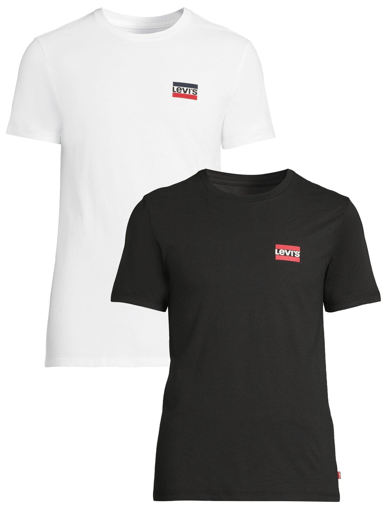 Levi s 2 Pack Sports Logo T Shirt White Black