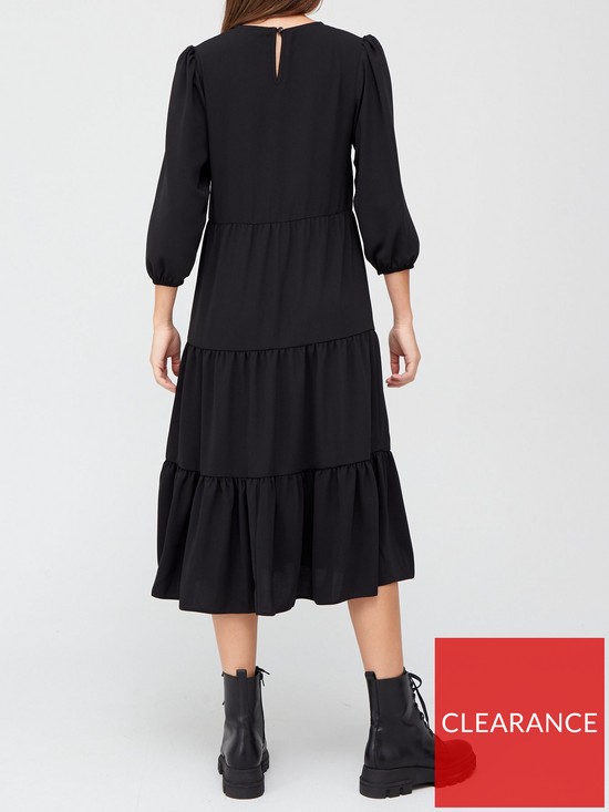 stillFront image of v-by-very-tiered-midi-dress-black