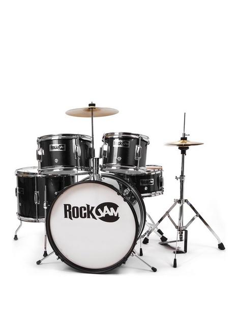 rockjam-rj105-5-piece-junior-drum-set-black