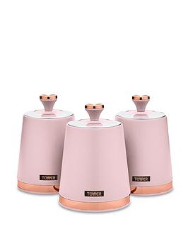 Product photograph of Tower Cavaletto Storage Canisters In Pink Ndash Set Of 3 from very.co.uk