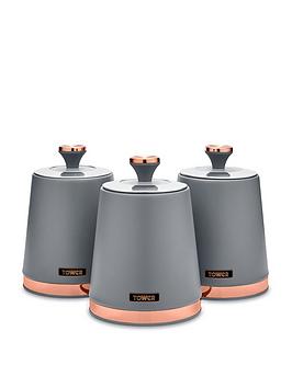 Product photograph of Tower Cavaletto Storage Canisters In Grey Ndash Set Of 3 from very.co.uk