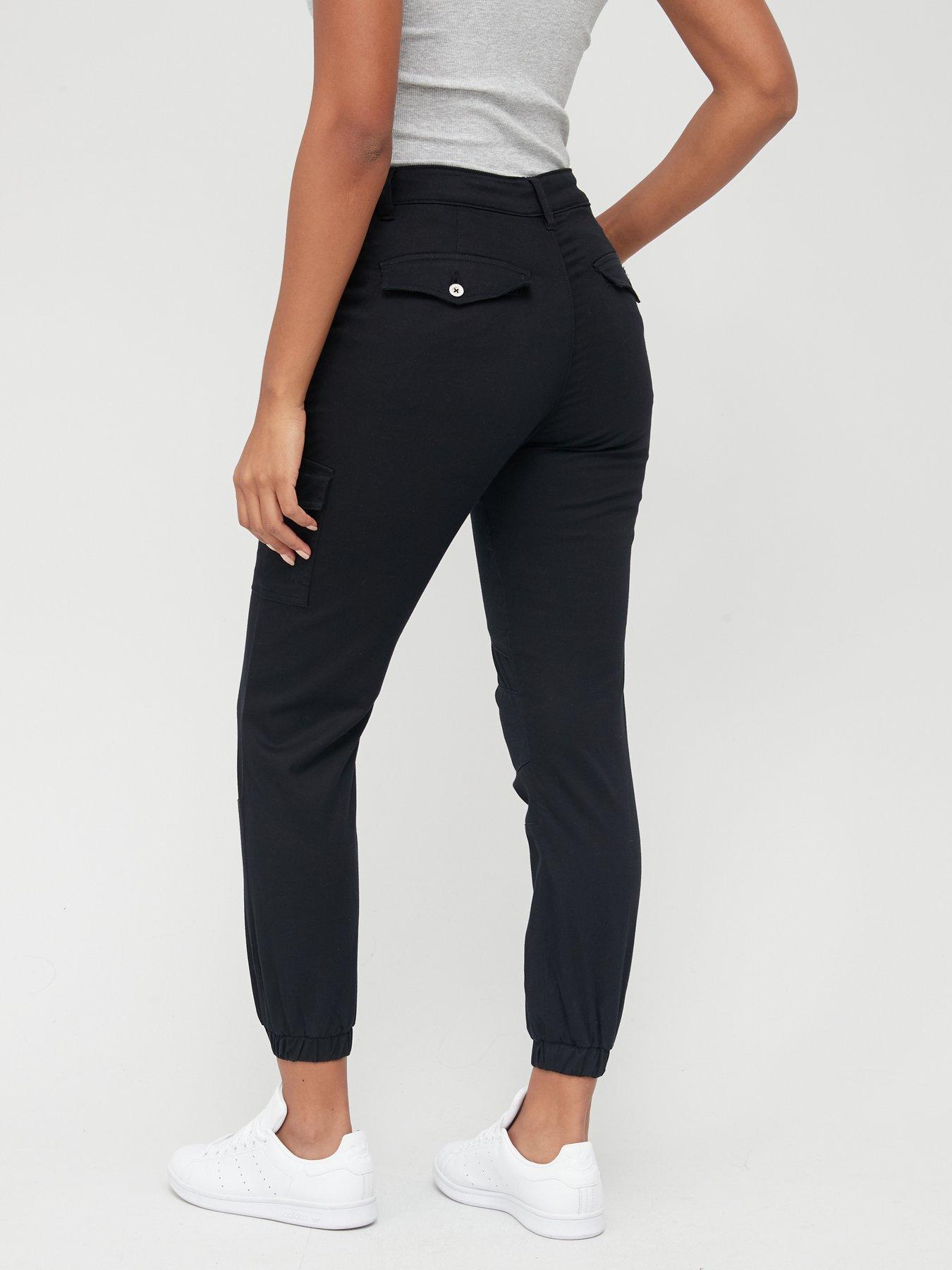 ALWAYS Women's Super Soft Casual Cargo Jogger Pants Black XL