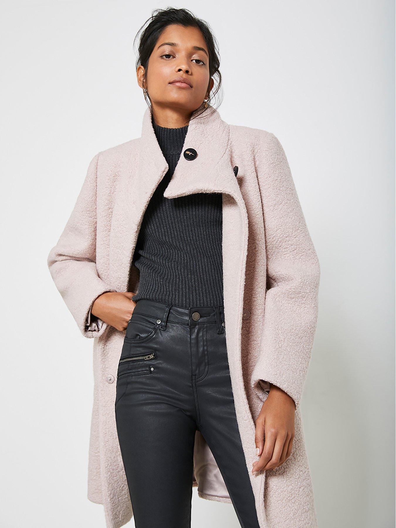 mint velvet pink boucle coat