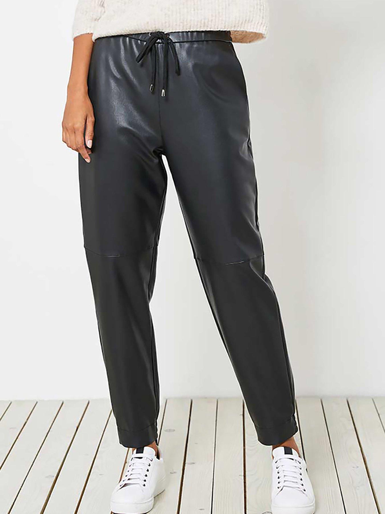 faux leather black joggers