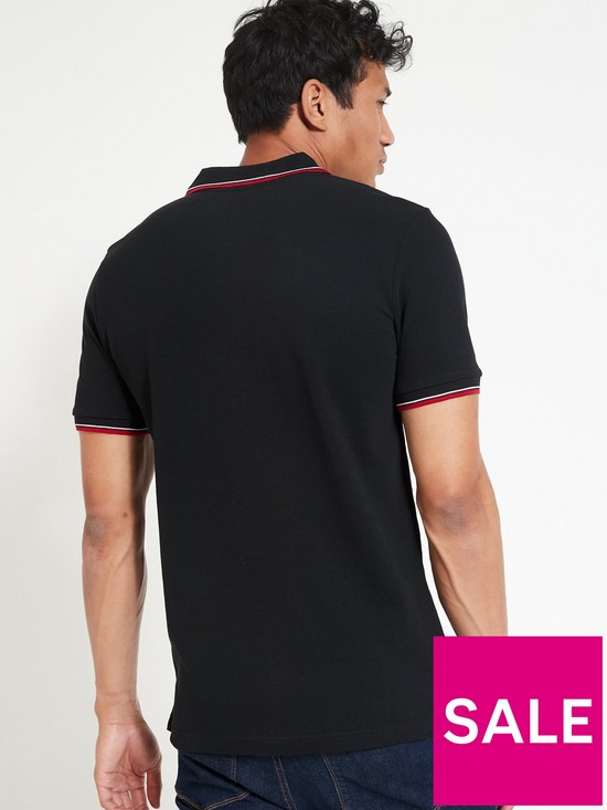stillFront image of everyday-tipped-pique-polo-shirt-black