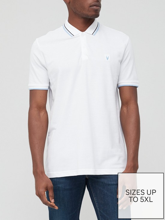 front image of very-man-tipped-pique-polo-shirt-white