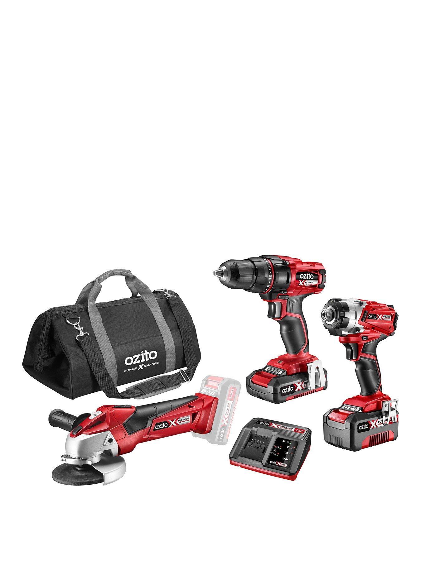 Ozito Ozito By Einhell 3 Piece Cordless Drill Grinder Set Drill Impact Angle Grinder 2 Batteries Very Co Uk