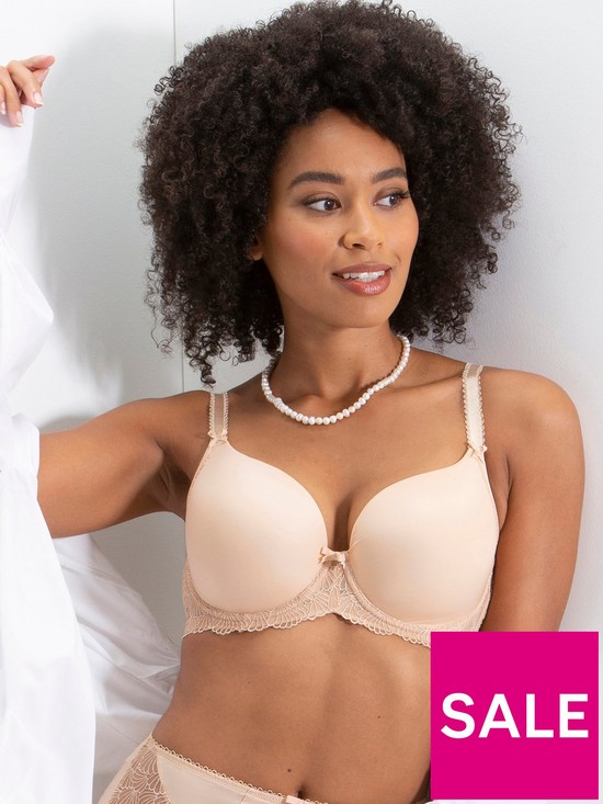 front image of charnos-ophelia-t-shirt-bra-cashmere