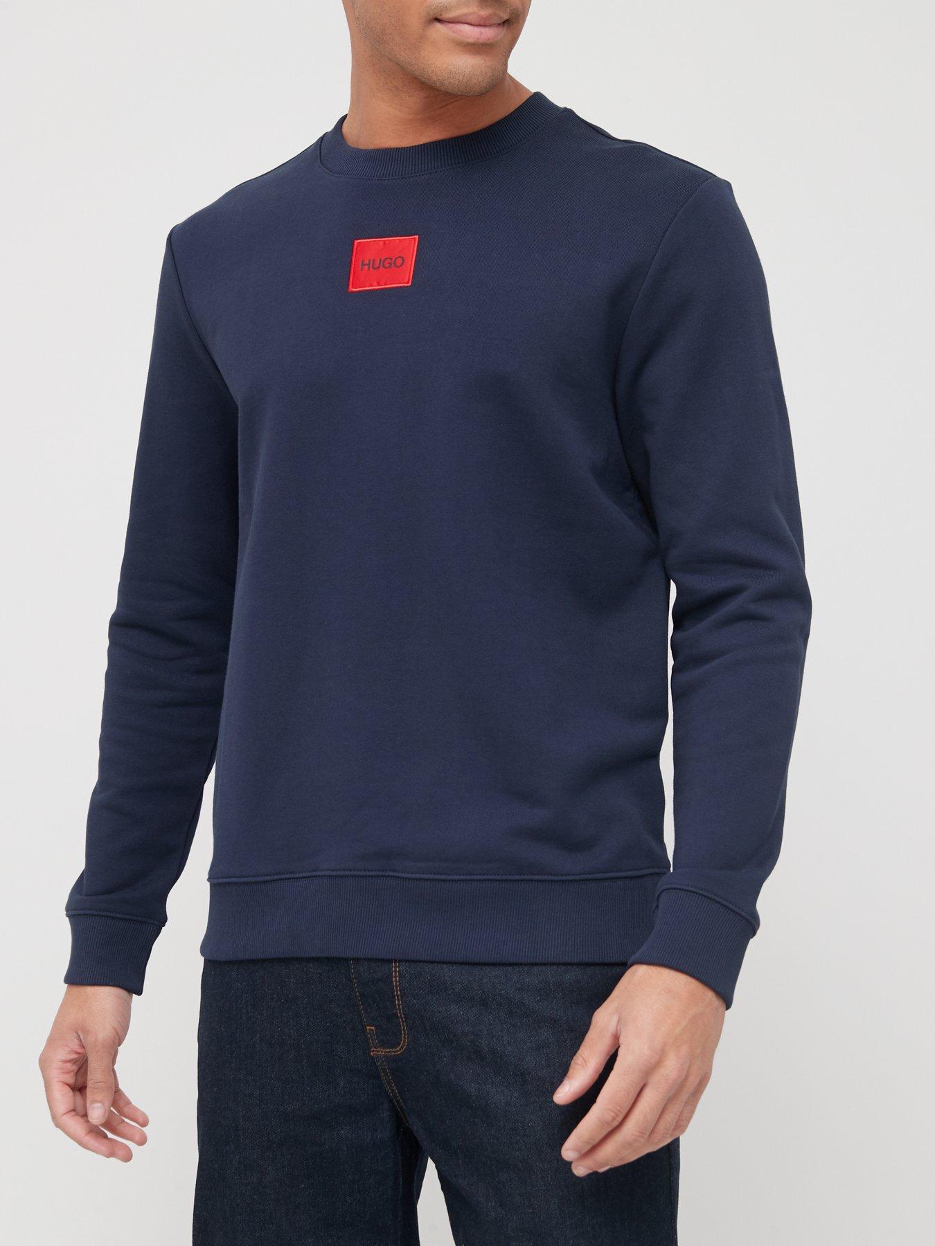 HUGO Diragol Red Patch Logo Sweatshirt - Dark Blue | Very.co.uk