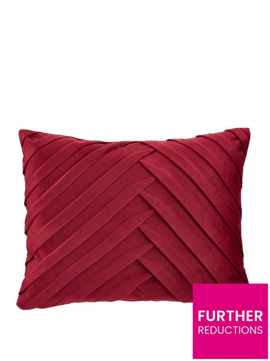 front image of michelle-keegan-pleated-velvet-boudoir-christmas-cushion-burgundy