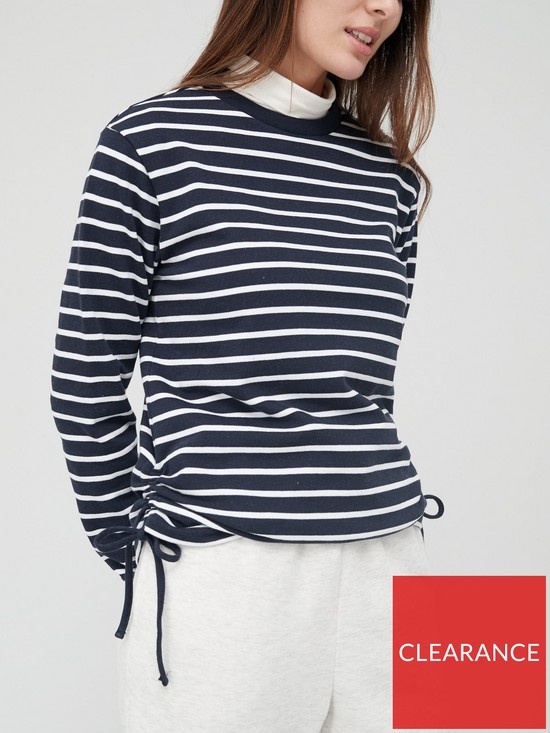 front image of v-by-very-ruched-sweat-navy-stripe
