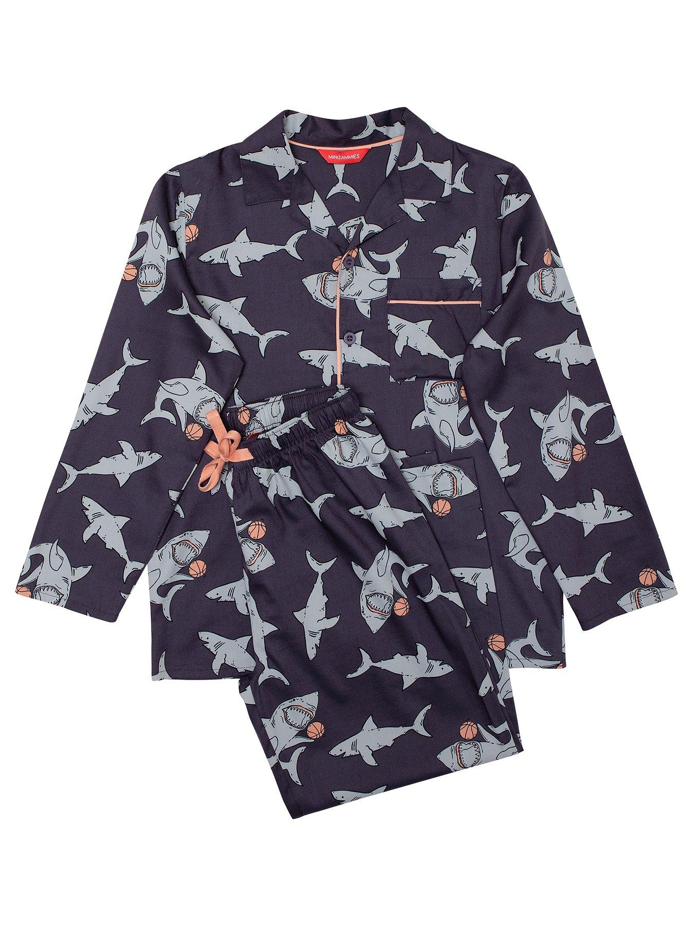 Kids Boys Thomas Shark Print Long Sleeve Pyjama Set - Navy