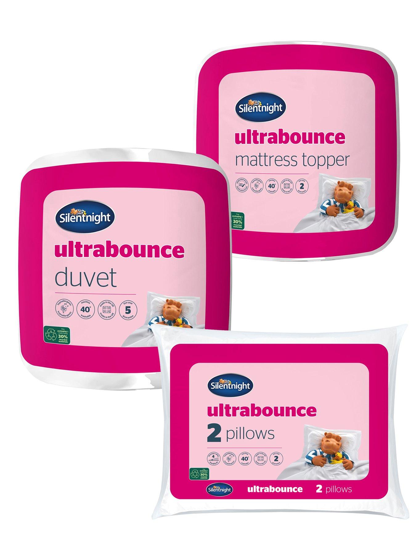 Silentnight Ultrabounce 13.5 Tog Duvet, Pillow Pair and Mattress Topper Bedding Bundle - White