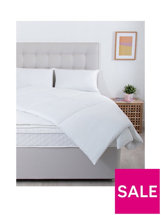 stillFront image of silentnight-ultrabounce-135-tog-duvet-pillow-pair-and-mattress-topper-bedding-bundle-natural
