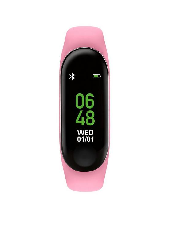 front image of tikkers-activity-tracker-digital-dial-pink-silicone-strap-kids-watch