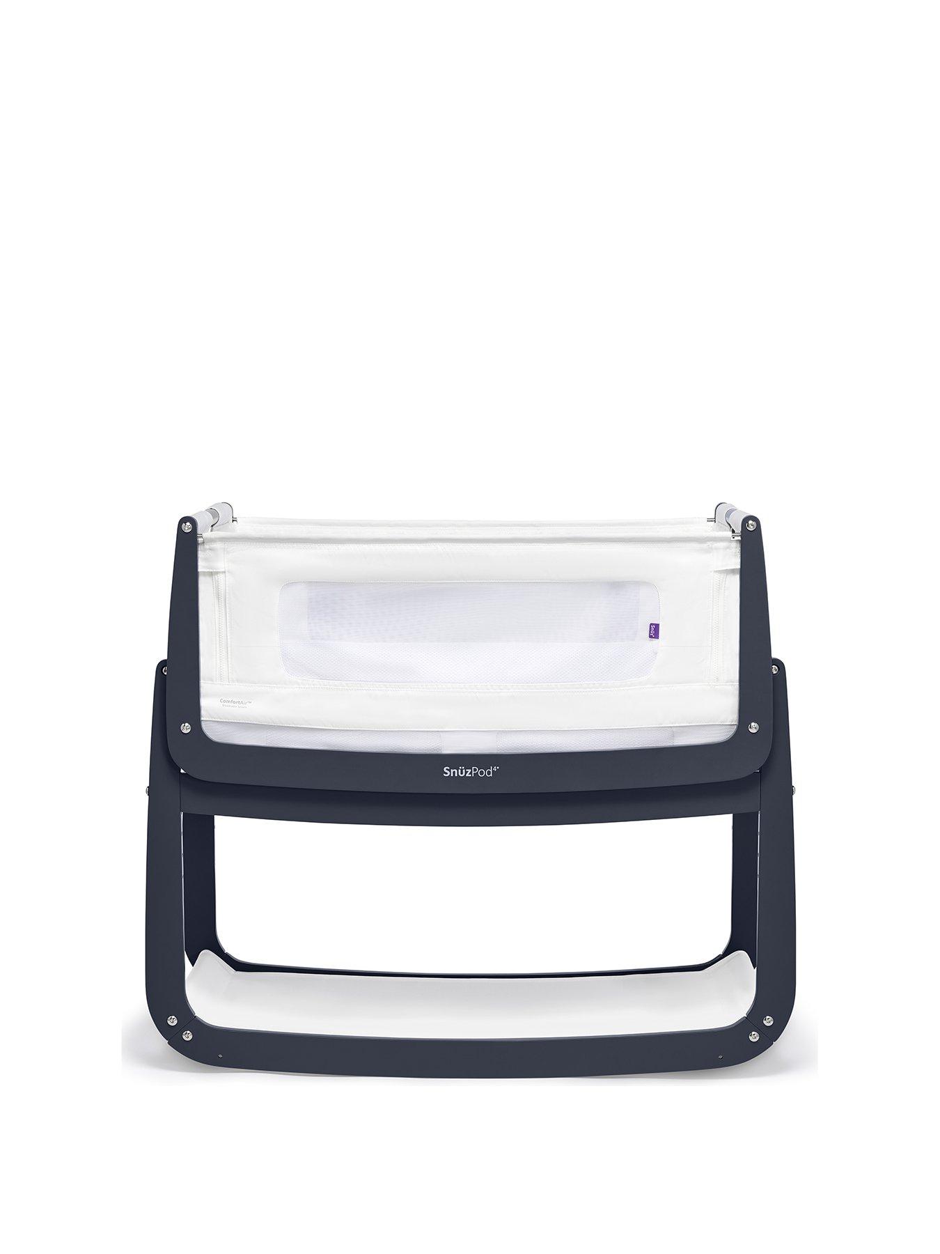 Snuzpod4 Bedside Crib with Mattress - Navy