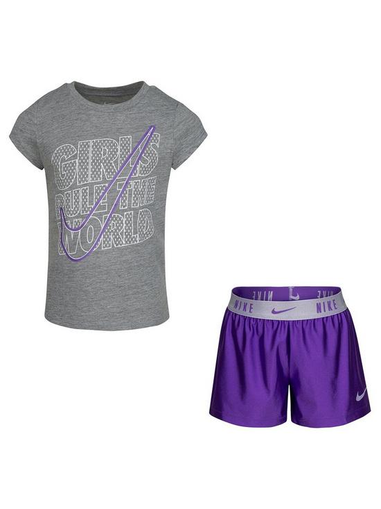 front image of nike-younger-girl-practice-perfect-2-piece-short-set-purple