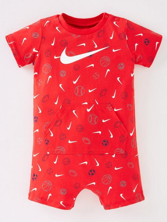 front image of nike-younger-boy-printed-romper-red