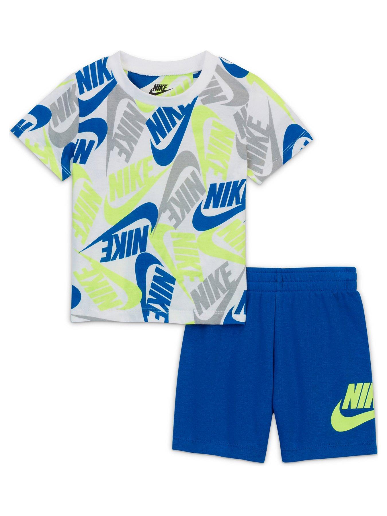 Baby Clothes Younger Boy Futura Toss Printed 2 Piece Short Set - Blue
