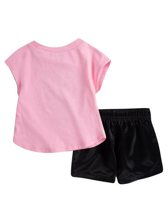 back image of nike-younger-girl-graphic-t-shirt-and-shorts-2-piece-set-pinkblack