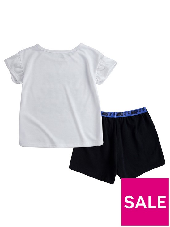 back image of nike-younger-girlsnbsplil-bugs-butterfly-short-sleeve-t-shirt-and-shorts-set-black