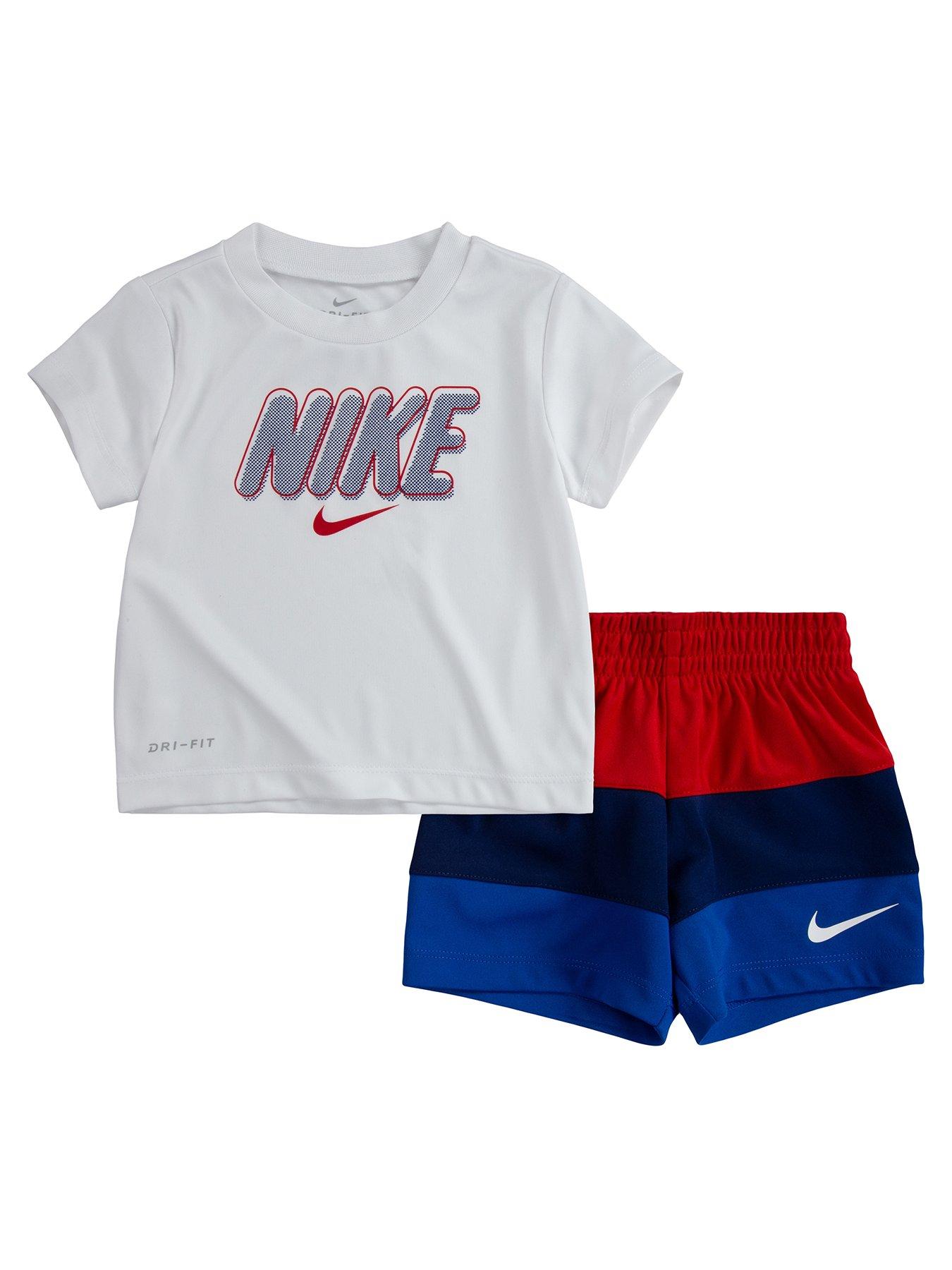 Baby Clothes Younger Boy Dri-FIT Short Sleeved T-shirt & Blocked Short Set - Multi