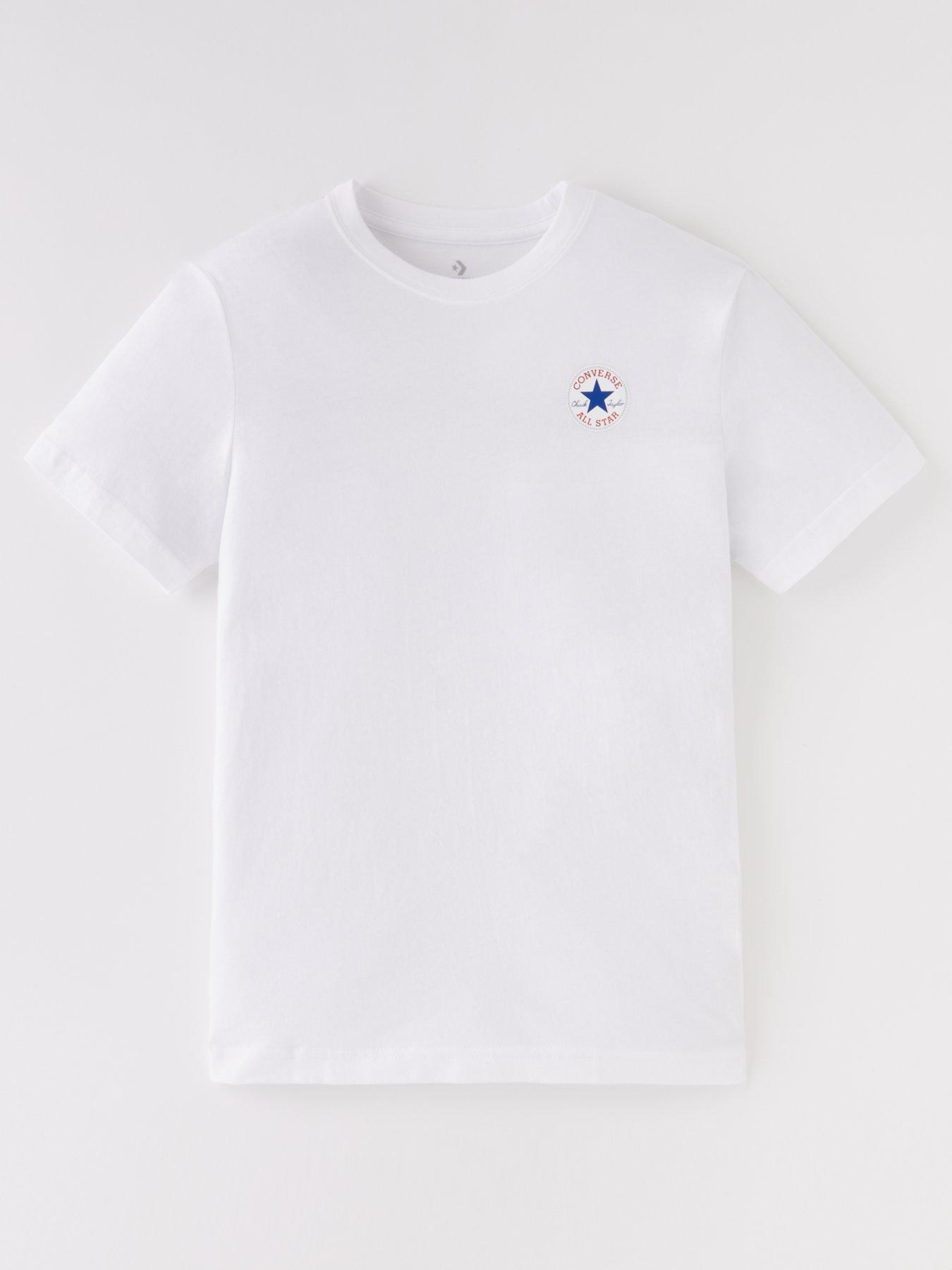 Converse Older Boy Short Sleeve Printed Chuck Taylor Patch T-shirt - White