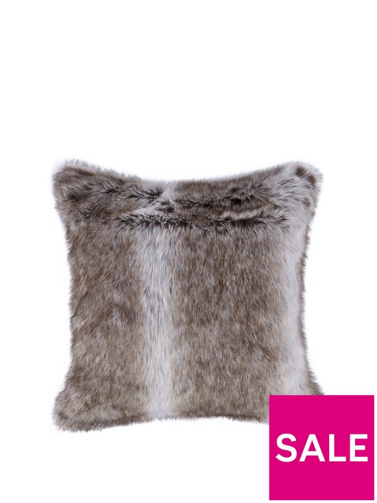 front image of cascade-home-sable-faux-fur-cushion