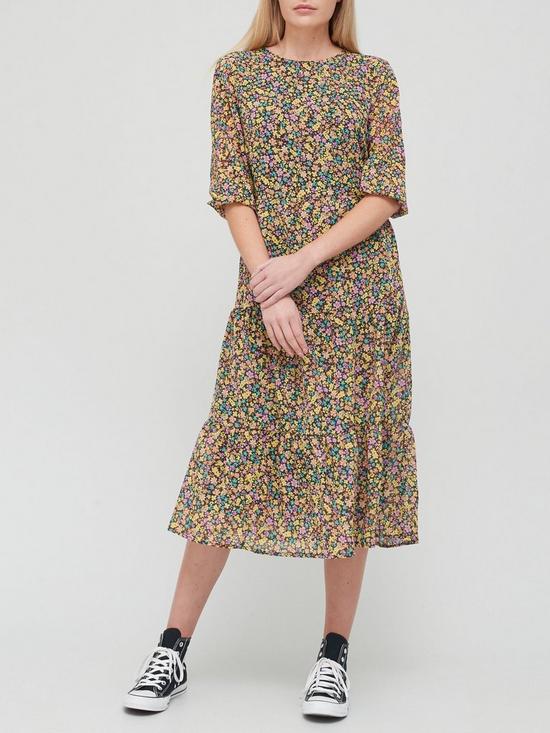 front image of v-by-very-georgette-tiered-midi-dress-spot