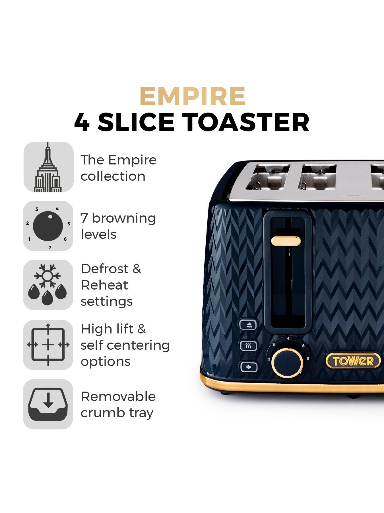 Tower Empire 4Slice Textured Toaster Midnight Blue very.co.uk