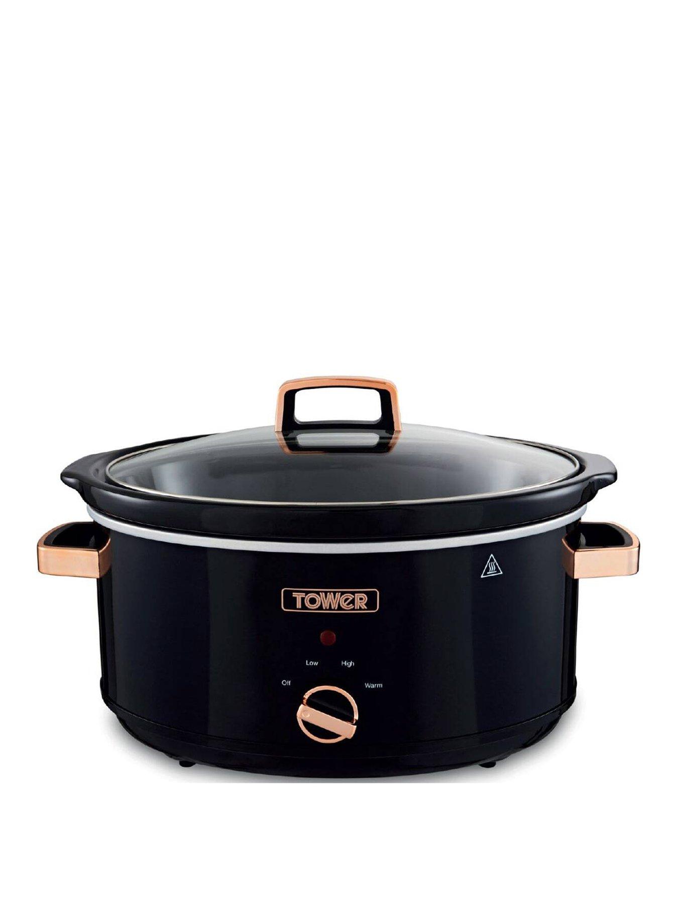 Tower T16019RG 6.5L Slow Cooker with 3 Heat Settings - Black and Rose Gold
