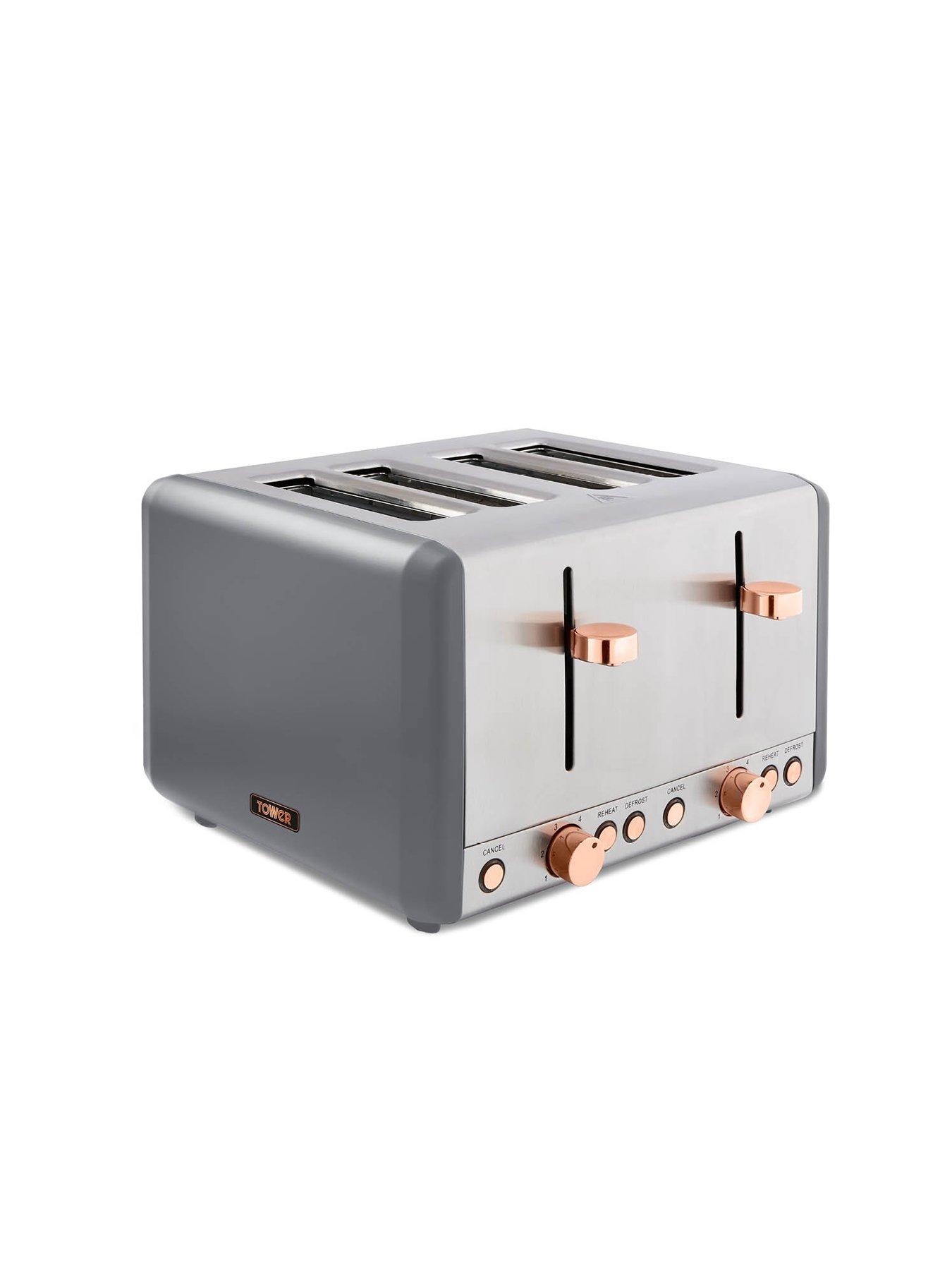 Tower Cavaletto 4 Slice Toaster Black Rose Gold Very