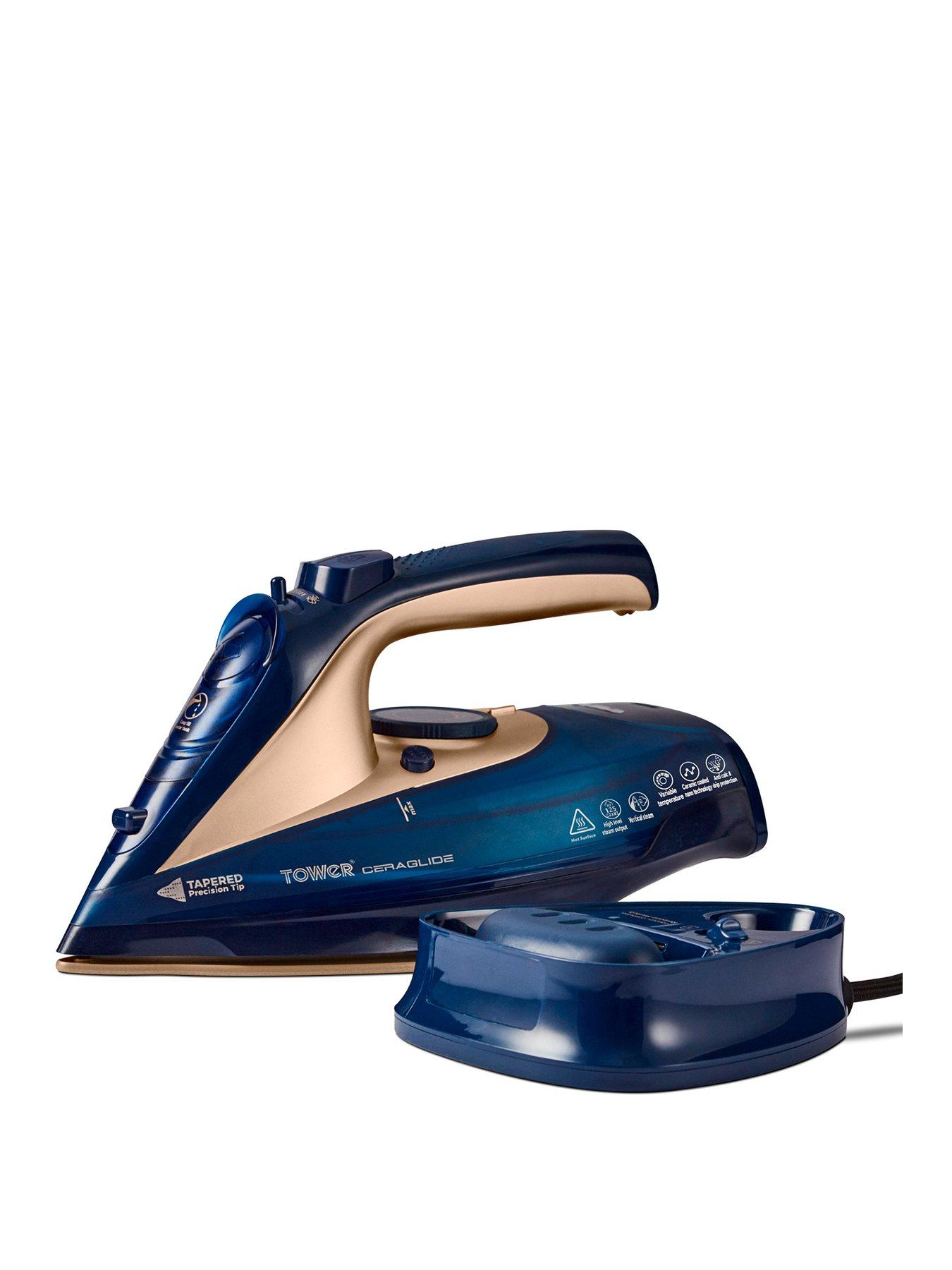Image of Tower 2400W Cord Cordless Steam Iron - Blue/Gold