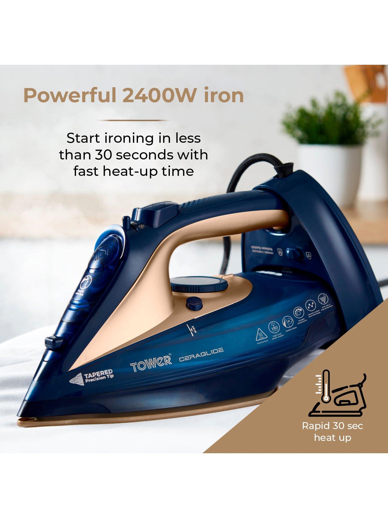 Image 5 of 6 of Tower 2400W Cord Cordless Steam Iron - Blue/Gold