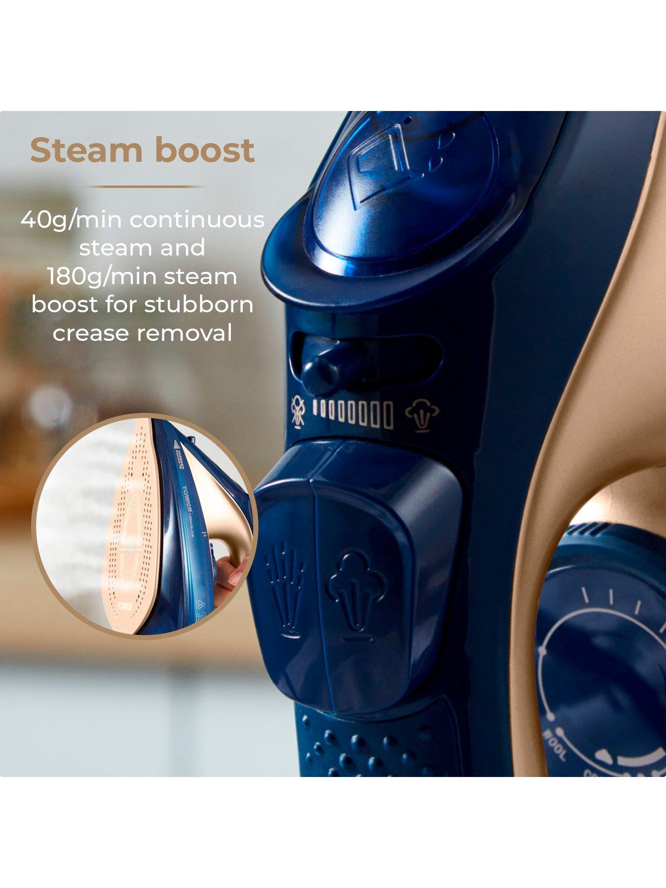 Image 6 of 6 of Tower 2400W Cord Cordless Steam Iron - Blue/Gold