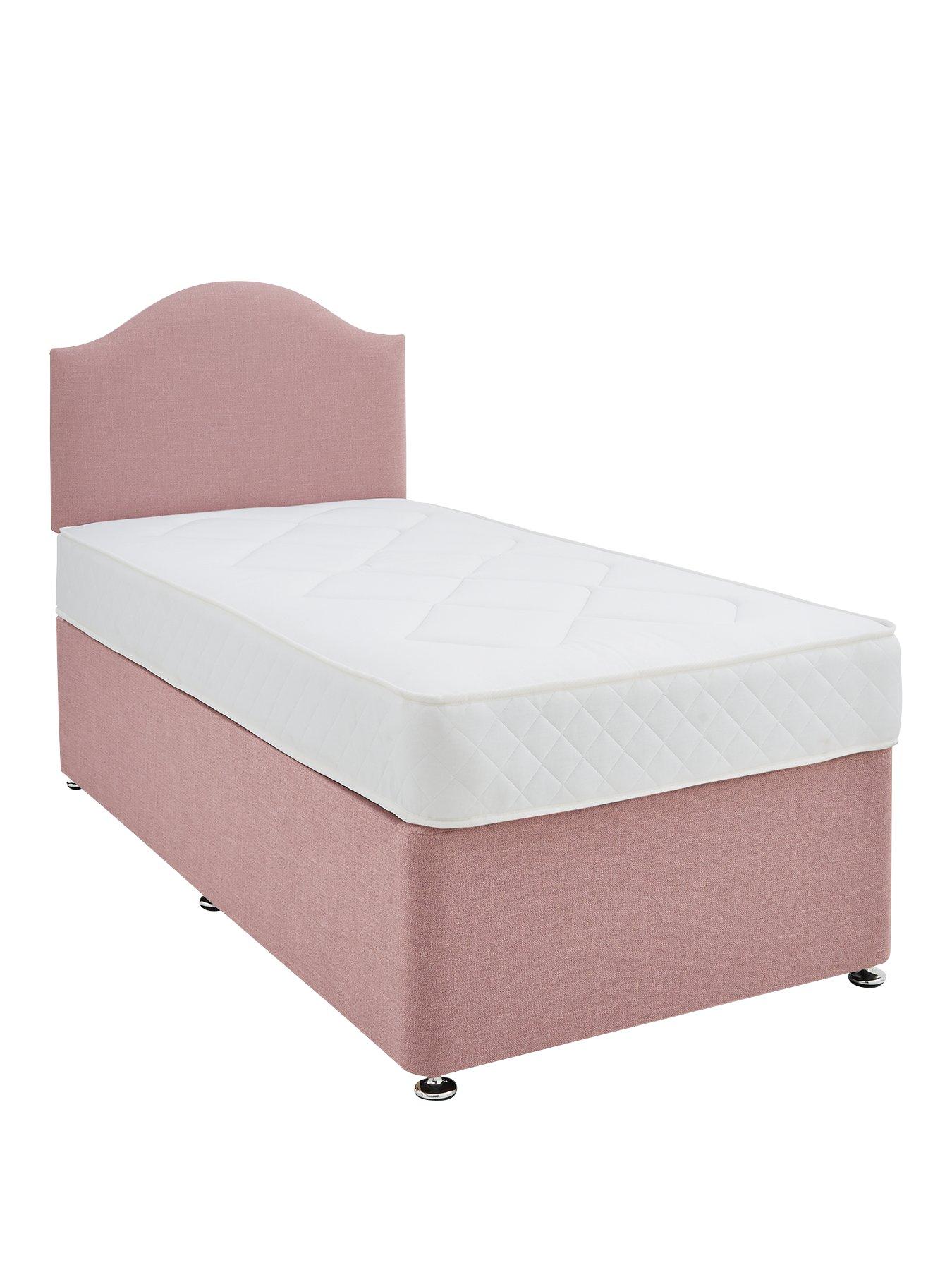 Product photograph of Shire Beds 14 Inch Base Divan With Headboard And Mattress - Pink from very.co.uk