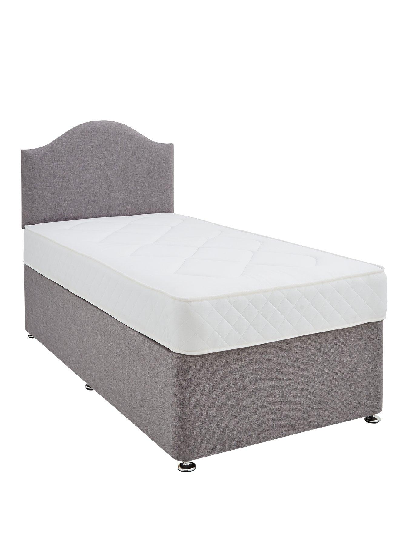 Product photograph of Shire Beds 14 Inch Base Divan With Headboard And Mattress - Grey from very.co.uk