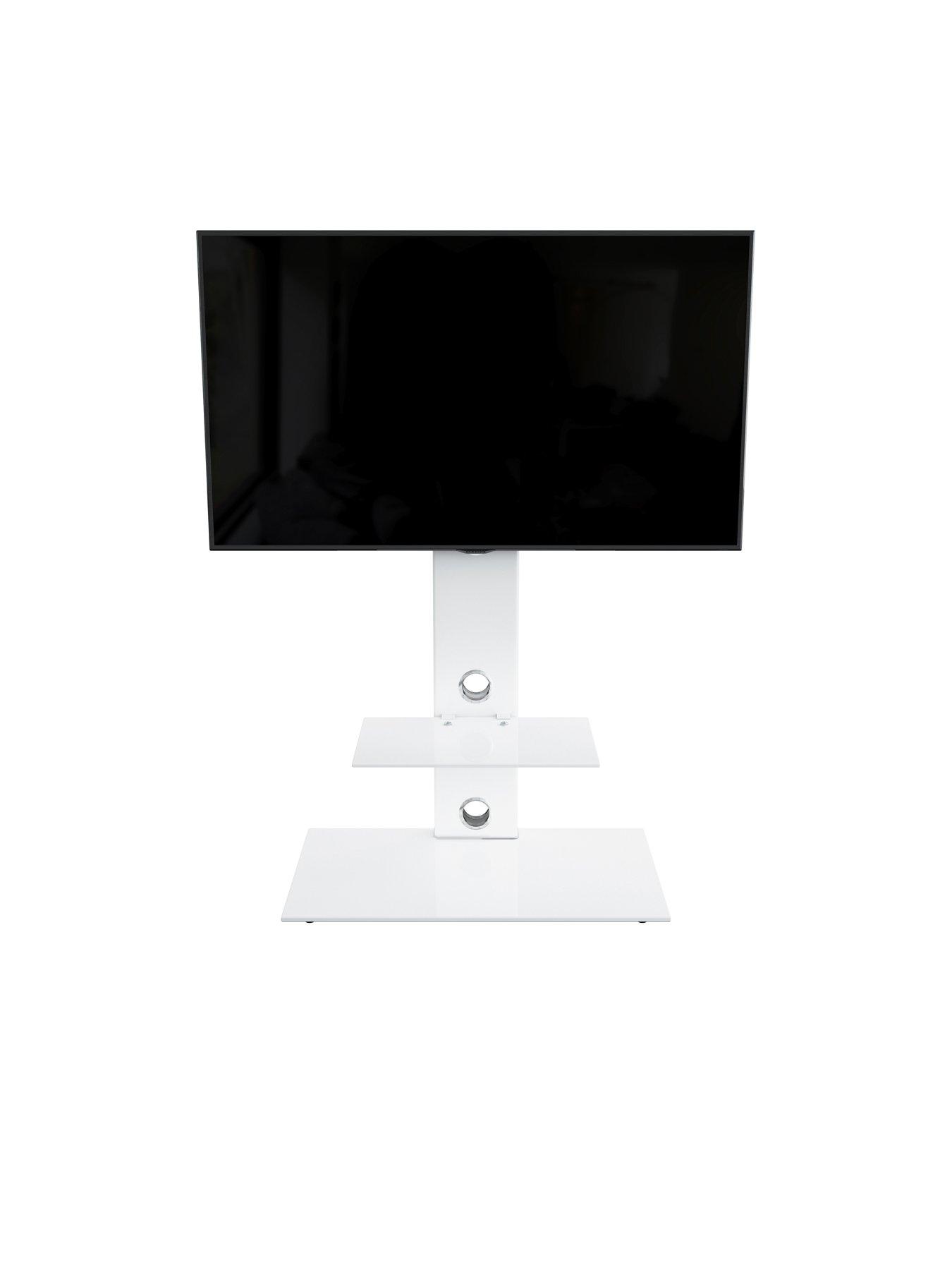 Pedestal tv store stand white