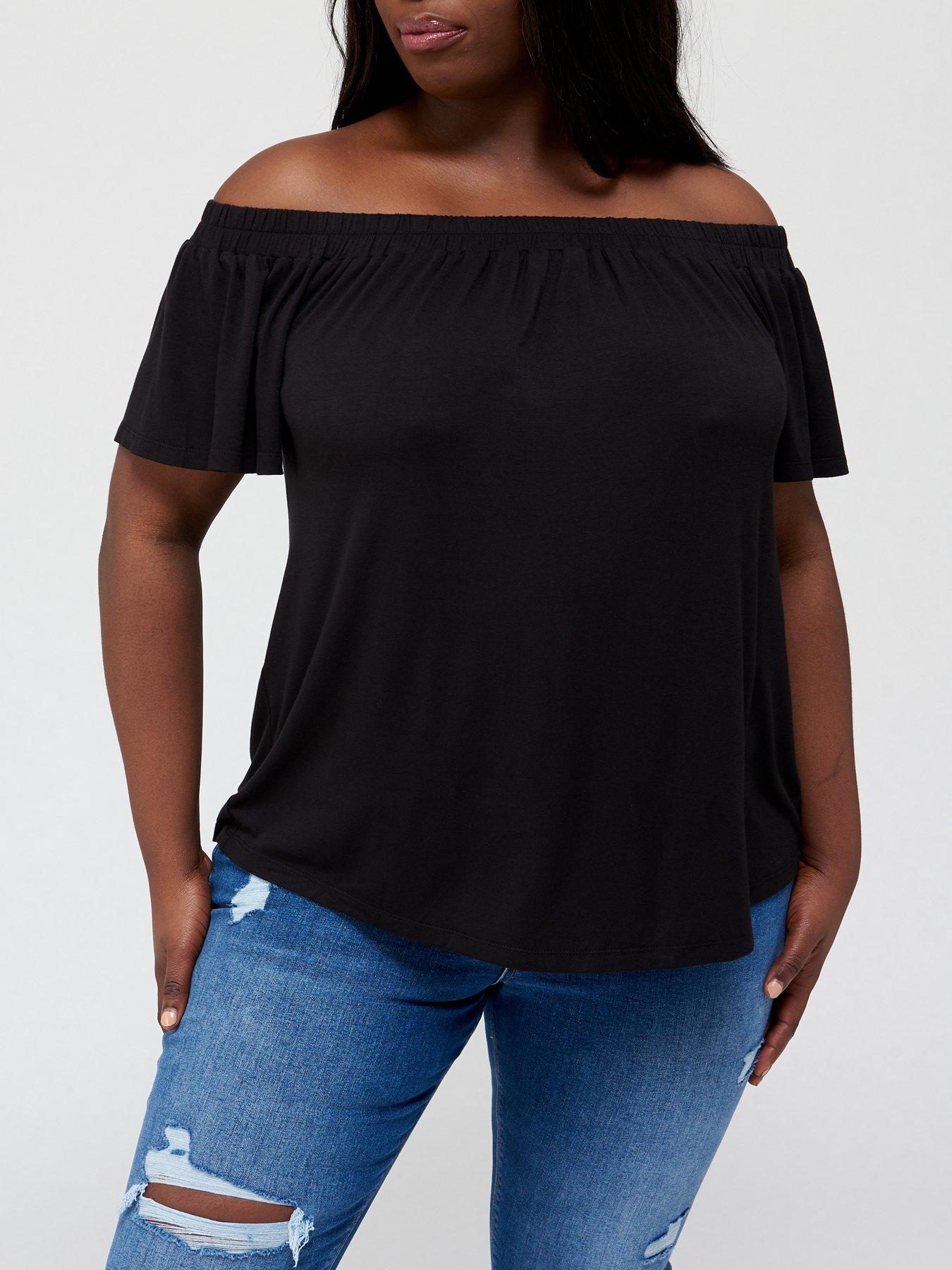 white plus size bardot top