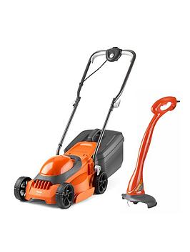 flymo easimow 300r corded rotary lawnmower & mini trim corded grass trimmer kit