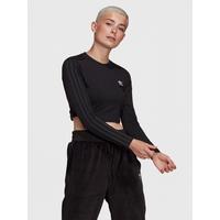 adidas Originals Relaxed Risque Cropped Long Sleeve Tee - Black | very ...