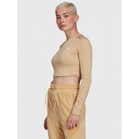 adidas Originals Relaxed Risque Cropped Long Sleeve Tee - Beige | very ...
