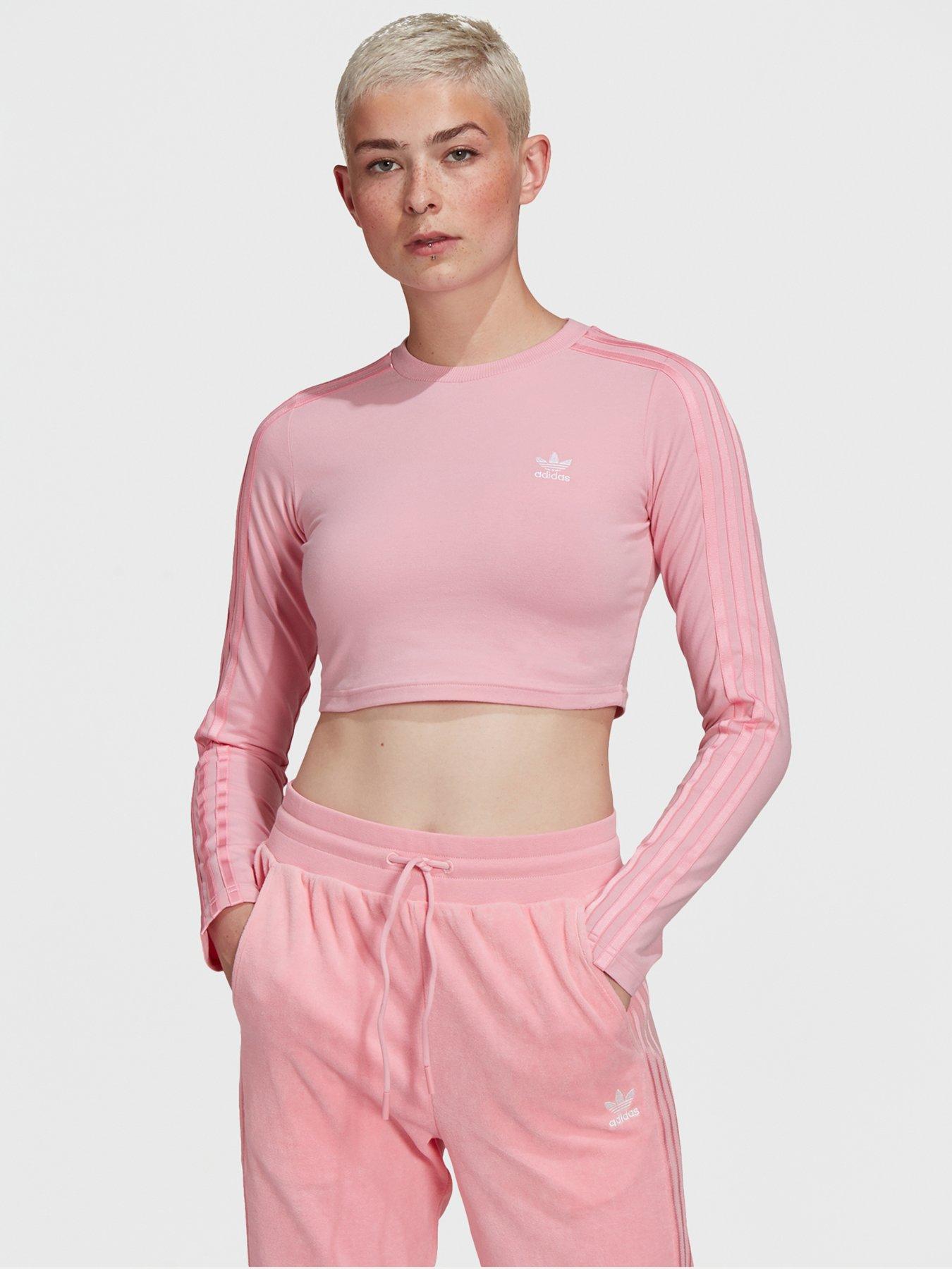 Tops & T-shirts Relaxed Risque Cropped Long Sleeve Tee - Light Pink